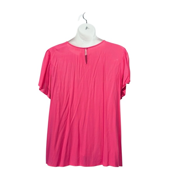 Penningtons, Plus Size Pink Short Sleeve Relaxed Blouse, 2X - Picture 6 of 9